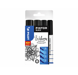 Feutre PILOT Pintor 4 largeurs assorties noir