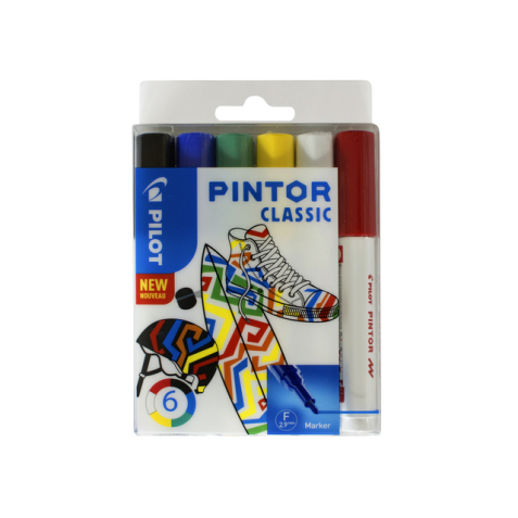 Verfstift Pilot Pintor classic fijn assorti etui à 6 stuks