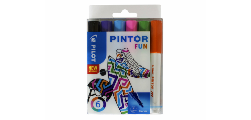 PILOT Pintor Fun Fine Assorted Felt Tip Pen Set, 6 Pieces