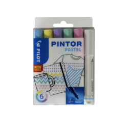 Verfstift Pilot Pintor pastel fijn assorti etui à 6 stuks