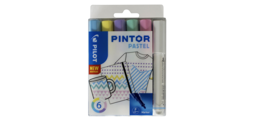 Verfstift Pilot Pintor pastel fijn assorti etui à 6 stuks