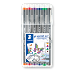 En_rotulador staedtler calibrado micrometrico 308 0,3 mm estuche de 6 unidades colores surtidos