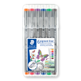Staedtler 308 Pigment Fineliner 0.5mm assorted set of 6 pieces