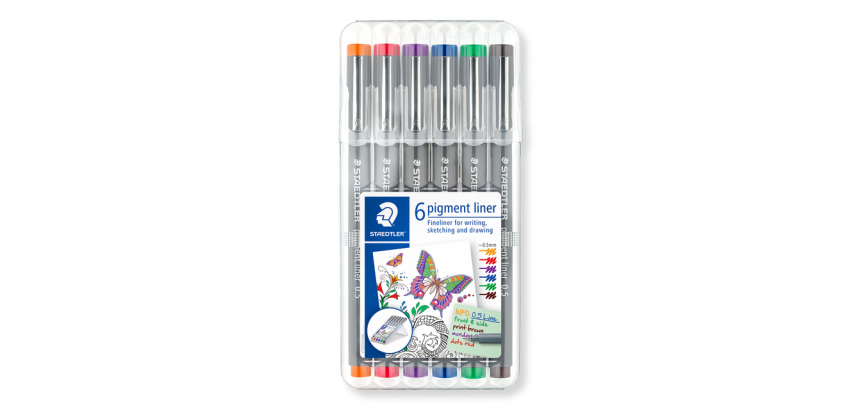 Staedtler 308 Pigment Fineliner 0.5mm assorted set of 6 pieces