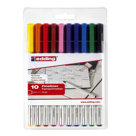 Fineliner Edding 89/10 assorti blister de 10 pièces