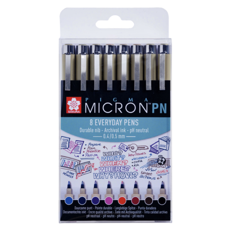 Fineliner Sakura Pigma Micron 0,4mm assorti blister 8 pièces