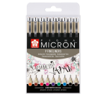 Fineliner Sakura Pigma Micron étui de 9 pièces assorti
