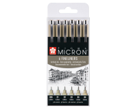 Fineliner Sakura pigma micron set 6stuks zwart