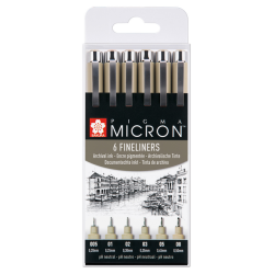 Fineliner Sakura Pigma Micron étui de 6 pièces  Noir