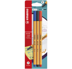 Fineliner STABILO point 88/3 Fin assorti blister 3 pièces