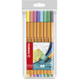 Fineliner STABILO point 88/8 Fin pastel assorti étui 8 pièces