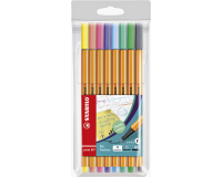 Fineliner STABILO point 88/8 fijn pastel assorti etui à 8 stuks