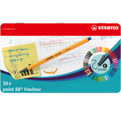 Fineliner STABILO point 88/50 Fin 50 pièces assorti