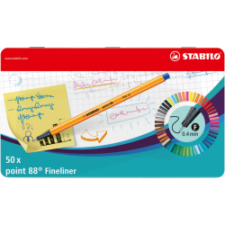 Fineliner STABILO point 88 Fin 50 pièces assorti