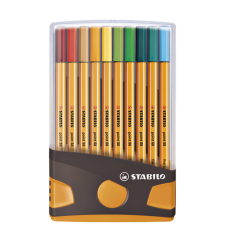 Fineliner STABILO point 88/20 ColorParade rollerset antraciet/oranje fijn assorti etui à 20 stuks