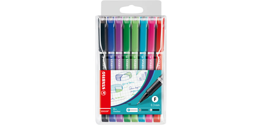 Fineliner STABILO Sensor 189/8 Fin sortiert Etui mit 8 Stück