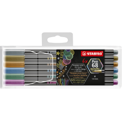 Feutre STABILO Pen 68/06 Medium Metallic étui 6 couleurs