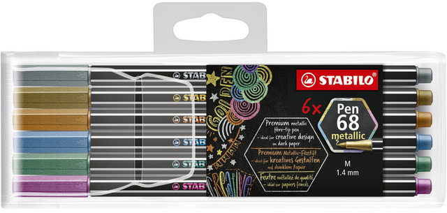 Feutre STABILO Pen 68/06 Medium Metallic étui 6 couleurs