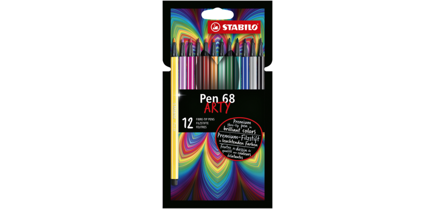 Feutre STABILO Pen 68/12 Arty Medium étui 12 couleurs