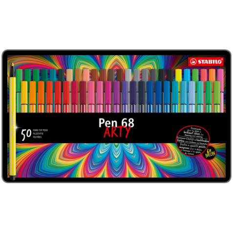 Feutre STABILO Pen 68 Arty Medium boîte 50 couleurs