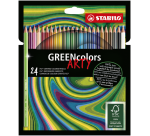 Hexagonal Stabilo greencolors arty colored pencil fine wood solid lead 3mm cardboard case 24