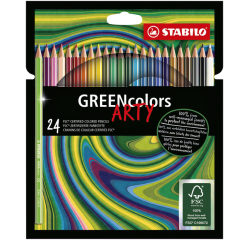 Hexagonal Stabilo greencolors arty colored pencil fine wood solid lead 3mm cardboard case 24