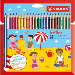 Crayons de couleur STABILO 203 Trio thick assorti blister 24 piècerti