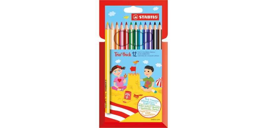 Kleurpotloden STABILO 203 Trio dik assorti kartonnen etui à 12 stuks