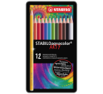 Crayon de couleur STABILO 1612 Aquacolor assorti boîte 12 pièces