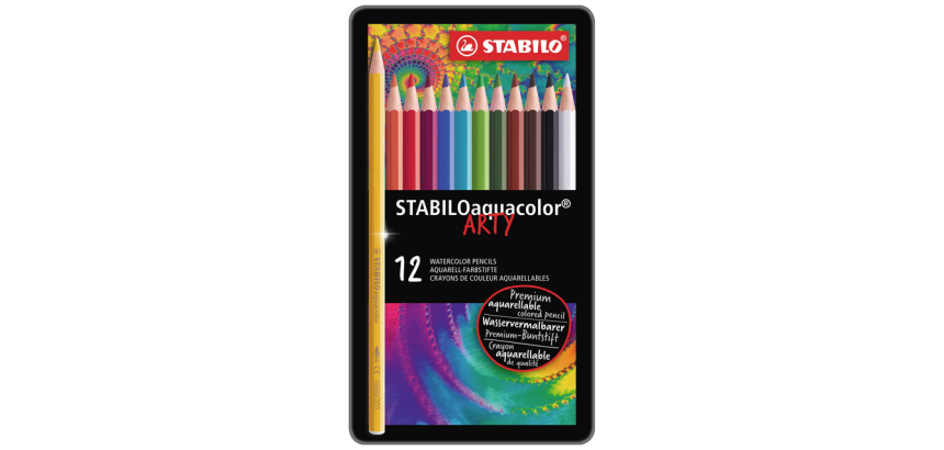 Crayon de couleur STABILO 1612 Aquacolor assorti boîte 12 pièces