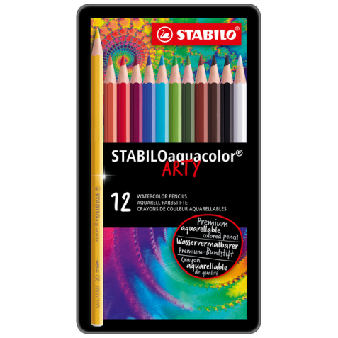 Crayon de couleur STABILO 1612 Aquacolor assorti boîte 12 pièces