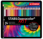Crayon de couleur STABILO 1624 Aquacolor assorti boîte 24 pièces