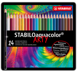 Crayon de couleur STABILO 1624 Aquacolor assorti boîte 24 pièces
