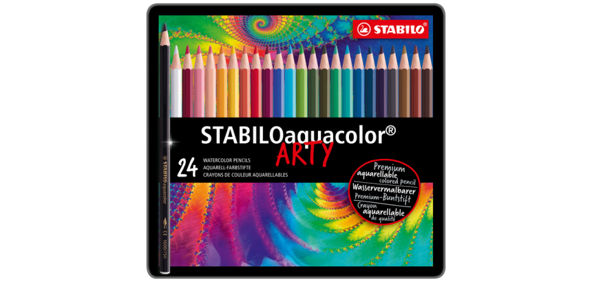 Crayon de couleur STABILO 1624 Aquacolor assorti boîte 24 pièces