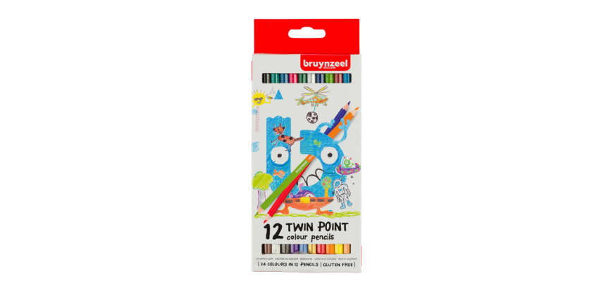 Crayon de couleur Bruynzeel Kids Twin Point set 12 couleurs