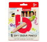 Crayon de couleur Bruynzeel Kids Soft + taille-crayon 6 couleurs