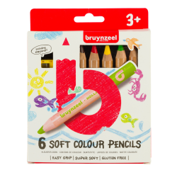 Crayon de couleur Bruynzeel Kids Soft blister 6 pièces assorti