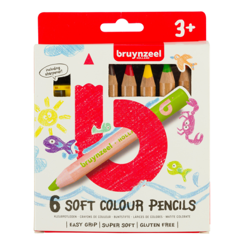 Crayon de couleur Bruynzeel Kids Soft set 6 pièces assorti