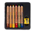 Crayon de couleur Bruynzeel Kids Soft + taille-crayon 6 couleurs