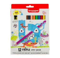 Crayon de couleur Bruynzeel Kids Triple blister 12 pièces assorti