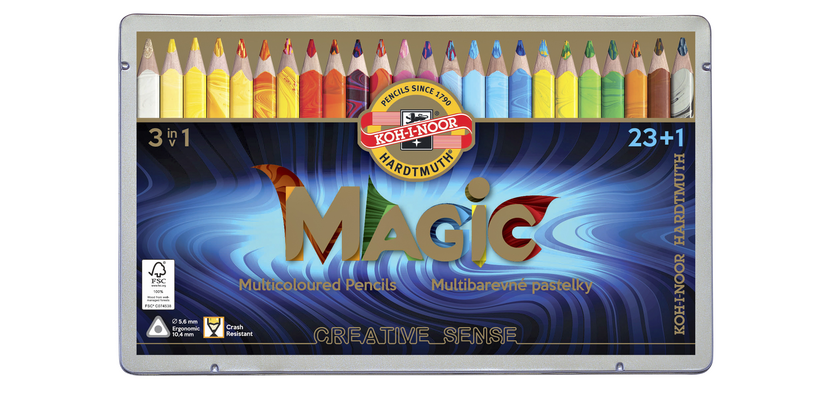 Kleurpotloden Koh-i-Noor Jumbo Magic doos 24  kleuren