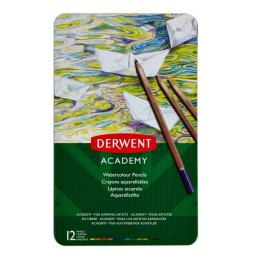 Crayon de couleur Derwent Academy Aquarelle boîte de 12 pièces assorti