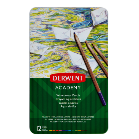 Kleurpotloden Derwent Academy aquarel blik à 12 stuks assorti