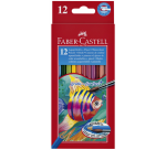 Kleurpotloden Faber Castell aquarel incl penseel set à 12 stuks assorti
