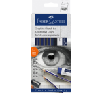 Faber-Castell Pencil 6 hardness levels includes sharpener and eraser