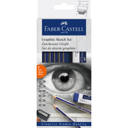 Potlood Faber-Castell 6 hardheden inclusief puntenslijper en gum