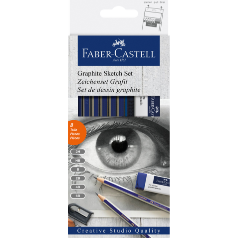 Crayons Faber-Castell 6 duretés inclus taille-crayon et gomme