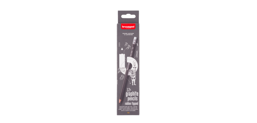 Crayon graphite graphite Bruynzeel Teens HB avec embout gomme set 12 pièces