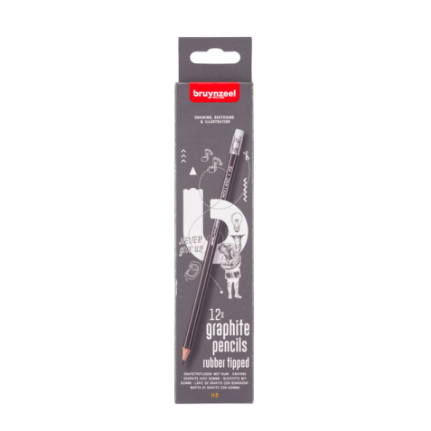 Crayon graphite graphite Bruynzeel Teens HB avec embout gomme set 12 duretés gris