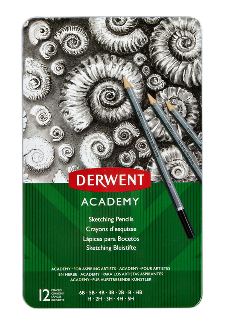 Derwent crayon aquarellable Academy , boîte métallique de 24 pièces en  couleurs assorties